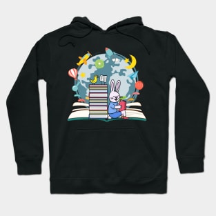 Cute bunny rabbit book lover Hoodie